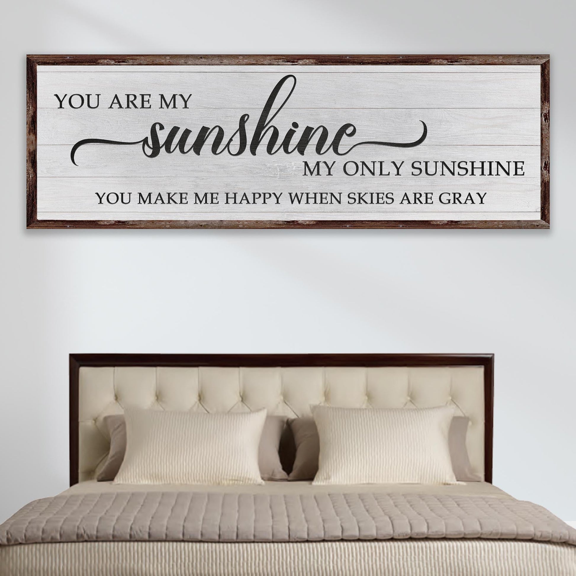 You Are My Sunshine romantic canvas wall art, tender quote for bedroom or gift