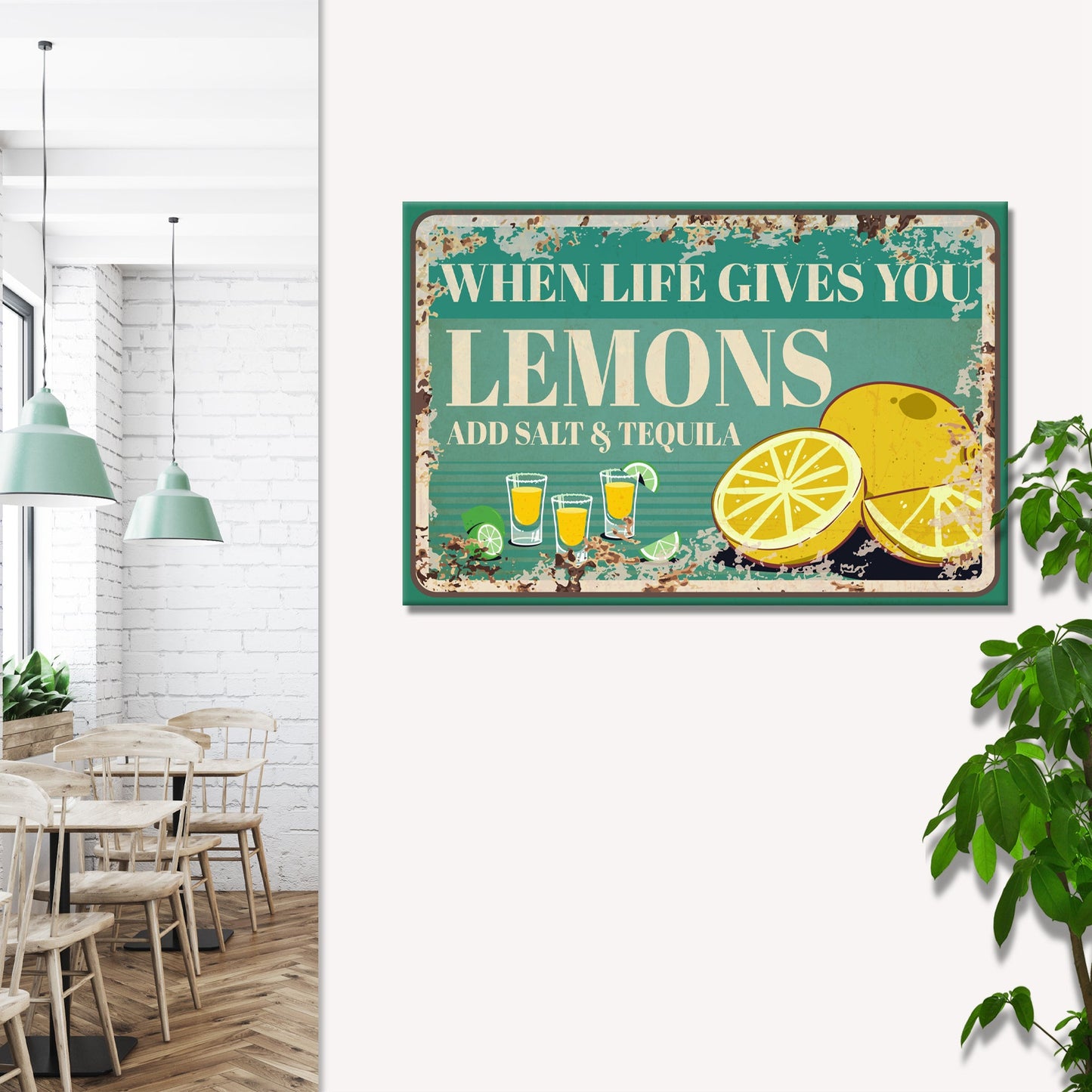 When Life Gives You Lemons Rustic Canvas Sign