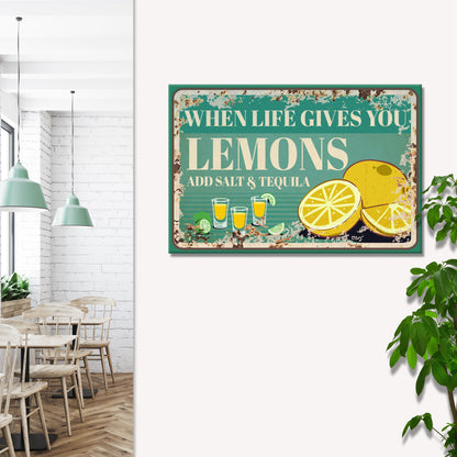 When Life Gives You Lemons Rustic Canvas Sign