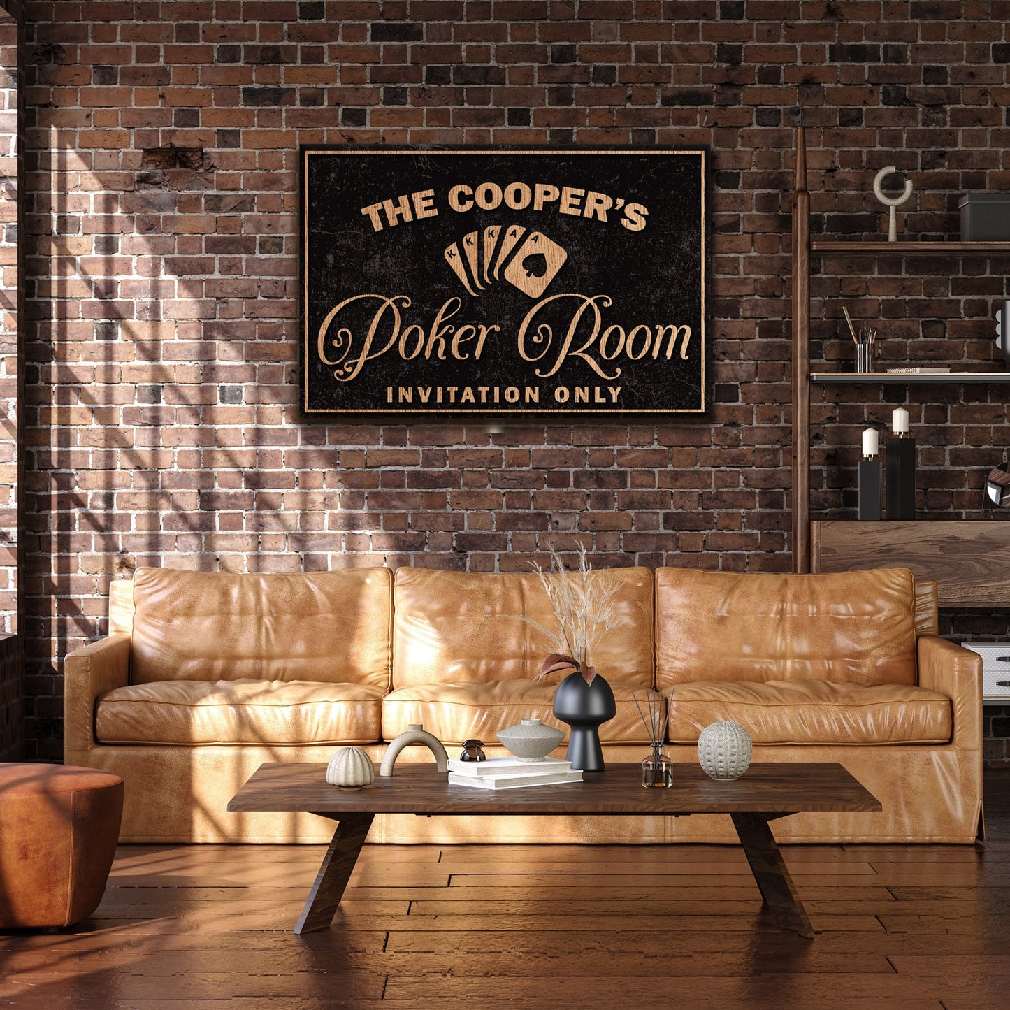 Invitation Only Poker Room Canvas Wall Art Sign