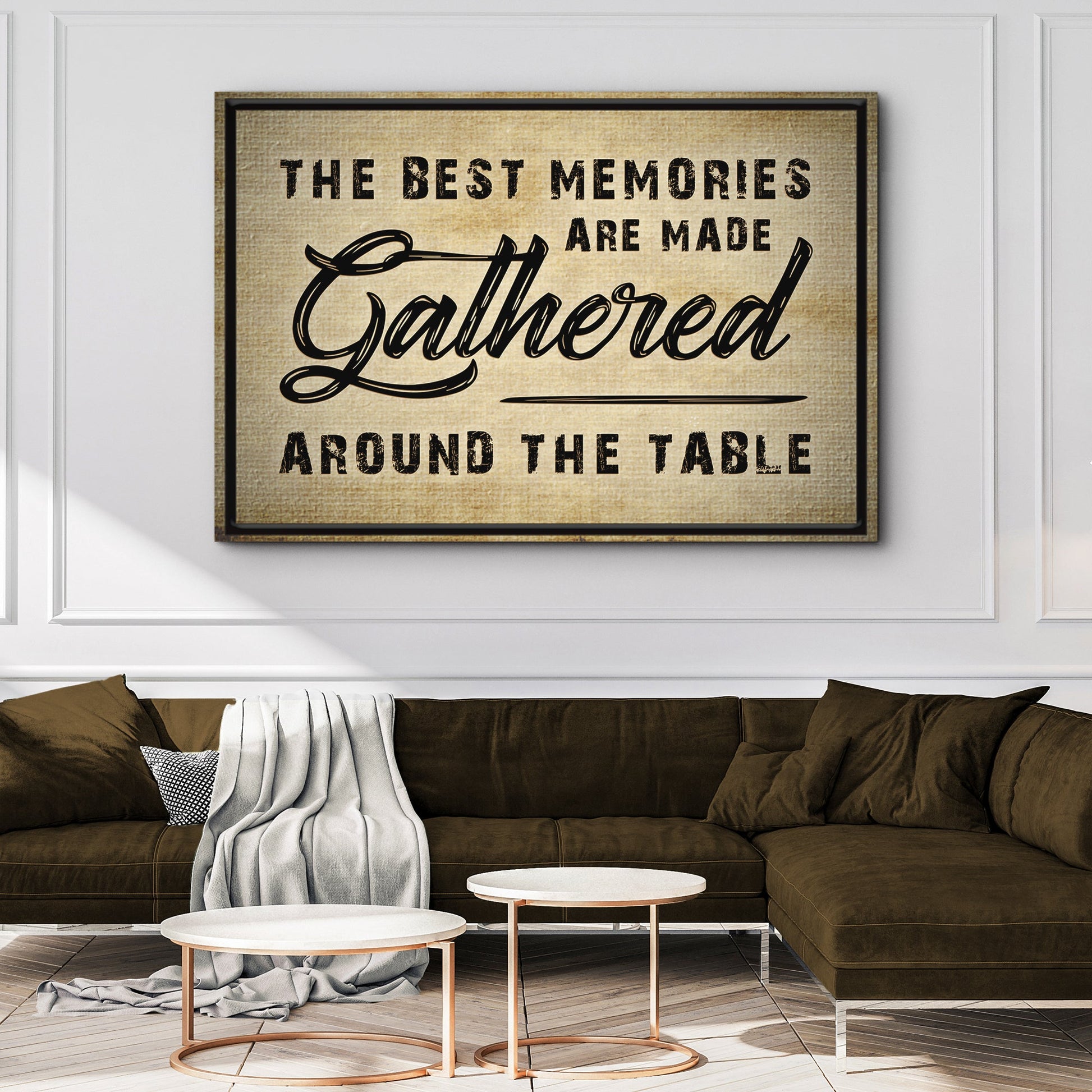 Best memories gathered around the table canvas sign for kitchen or dining room decor