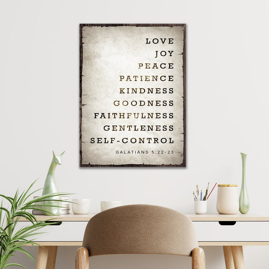 Galatians 5:22-23 Fruit of the Spirit rustic faith canvas sign