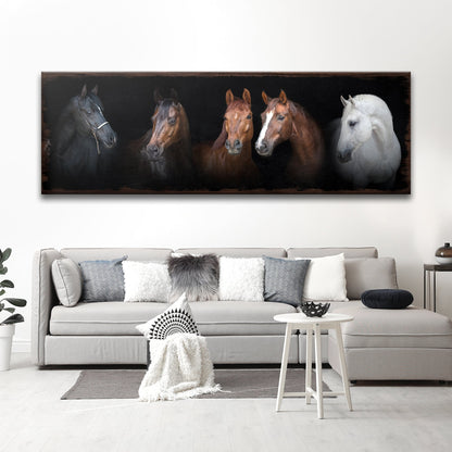 A Family of Horses canvas wall art with vivid realistic detail, ready to hang