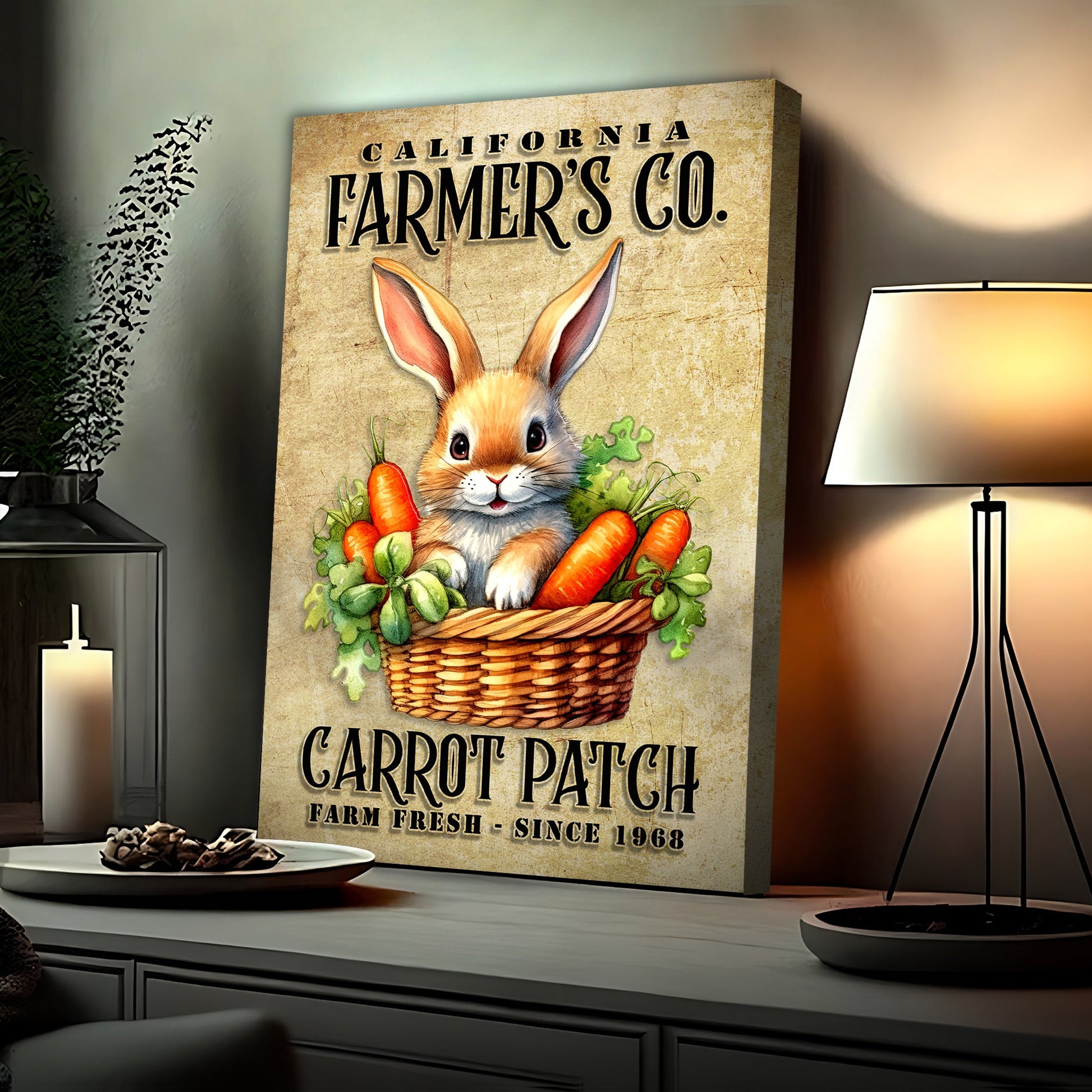 Farm Fresh Carrot Patch rustic canvas wall art sign for farmhouse kitchen