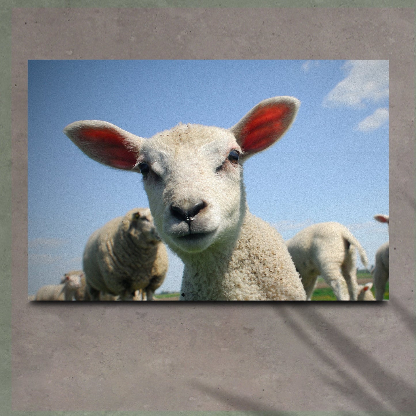 Curious lamb canvas wall art cute lamb with flowers nursery farmhouse decor