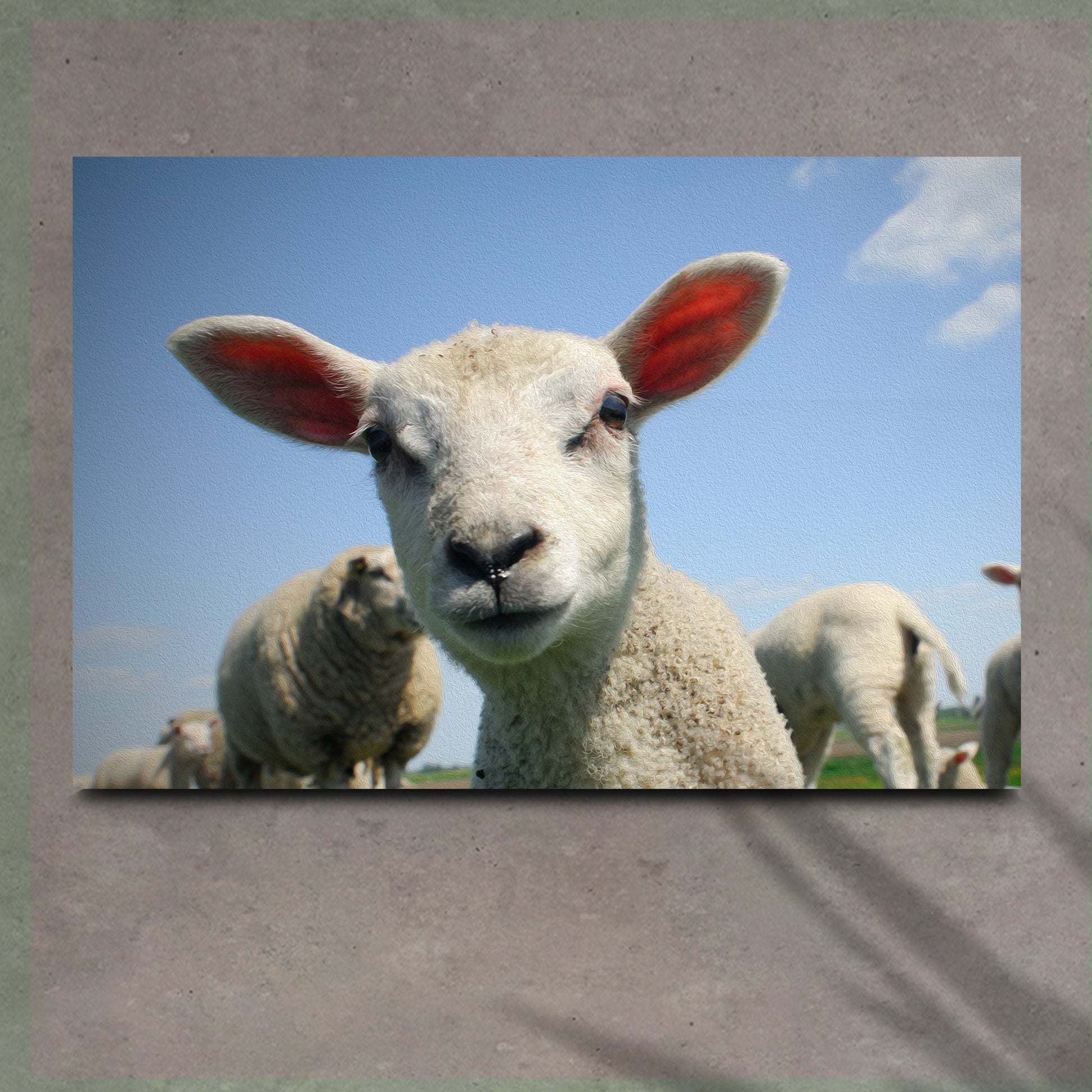Curious lamb canvas wall art cute lamb with flowers nursery farmhouse decor