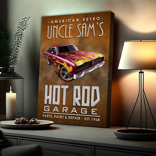 American retro garage hot rod canvas sign