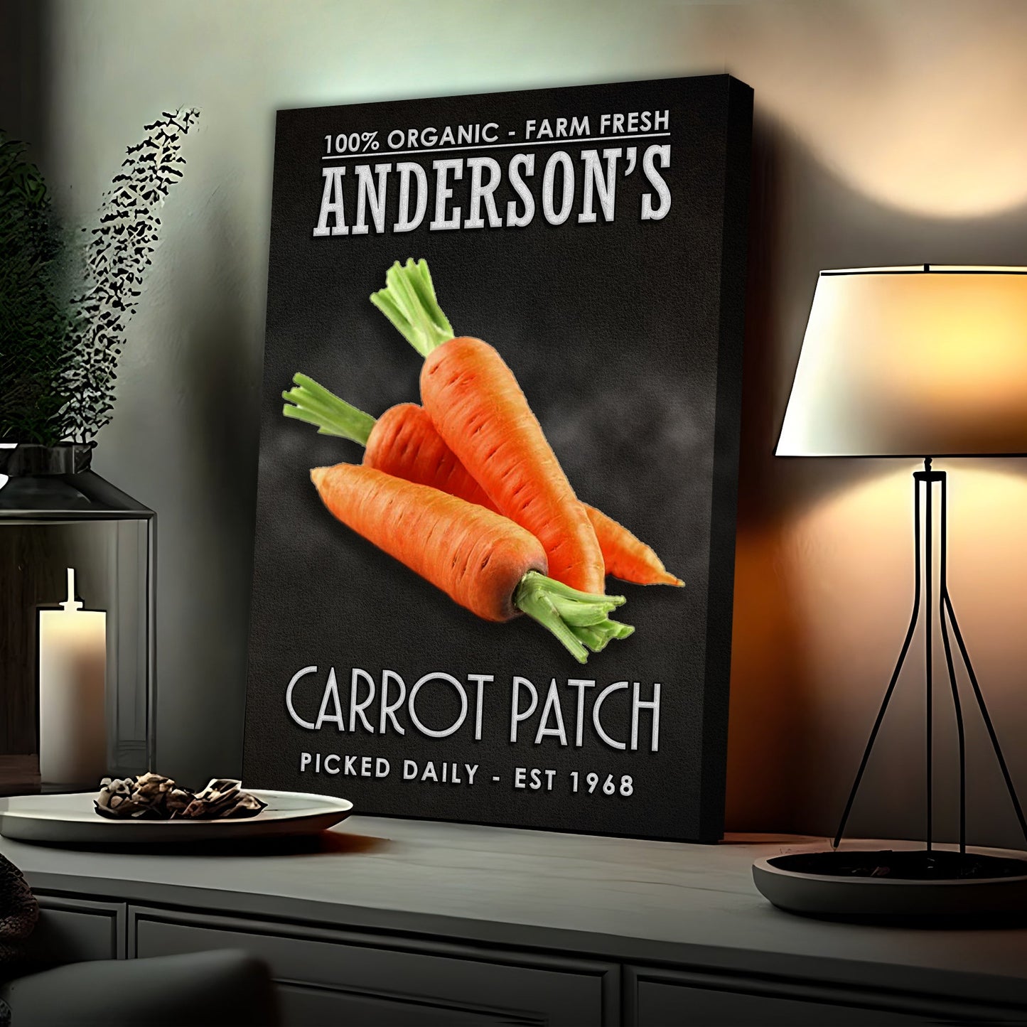 100 percent organic carrot patch farmhouse canvas sign
