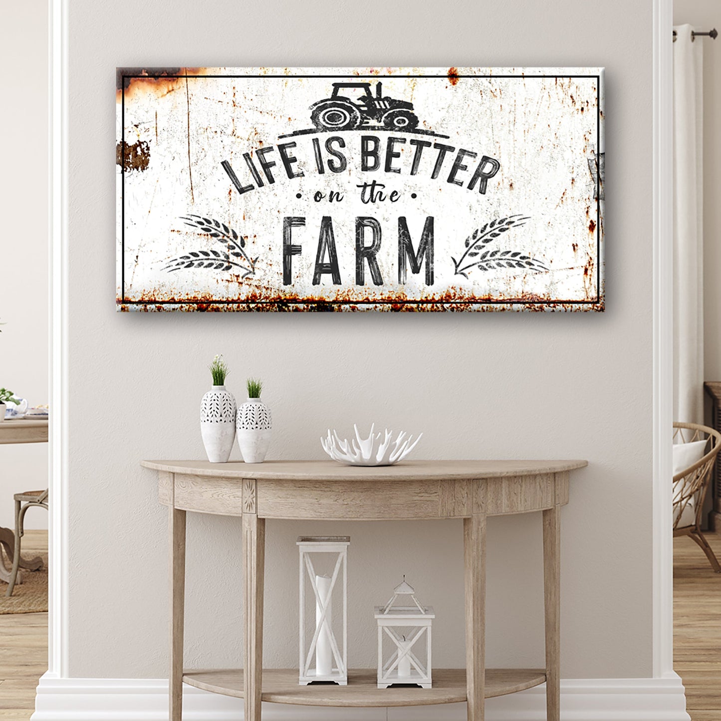Life Is Better On The Farm rustic canvas sign for a country home