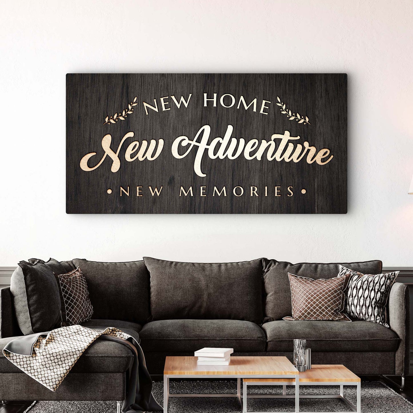 New Home New Adventure New Memories housewarming canvas wall sign
