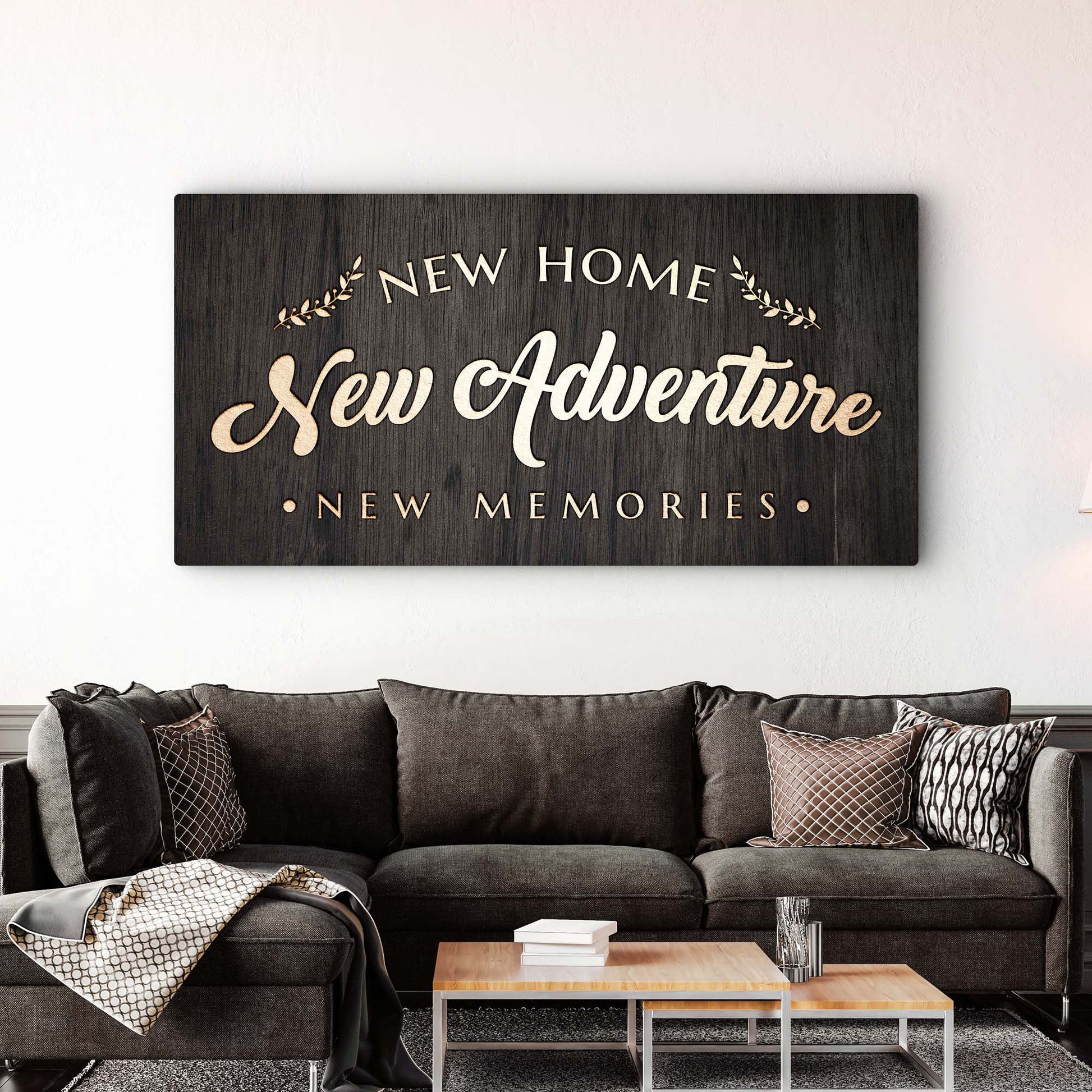 New Home New Adventure New Memories housewarming canvas wall sign