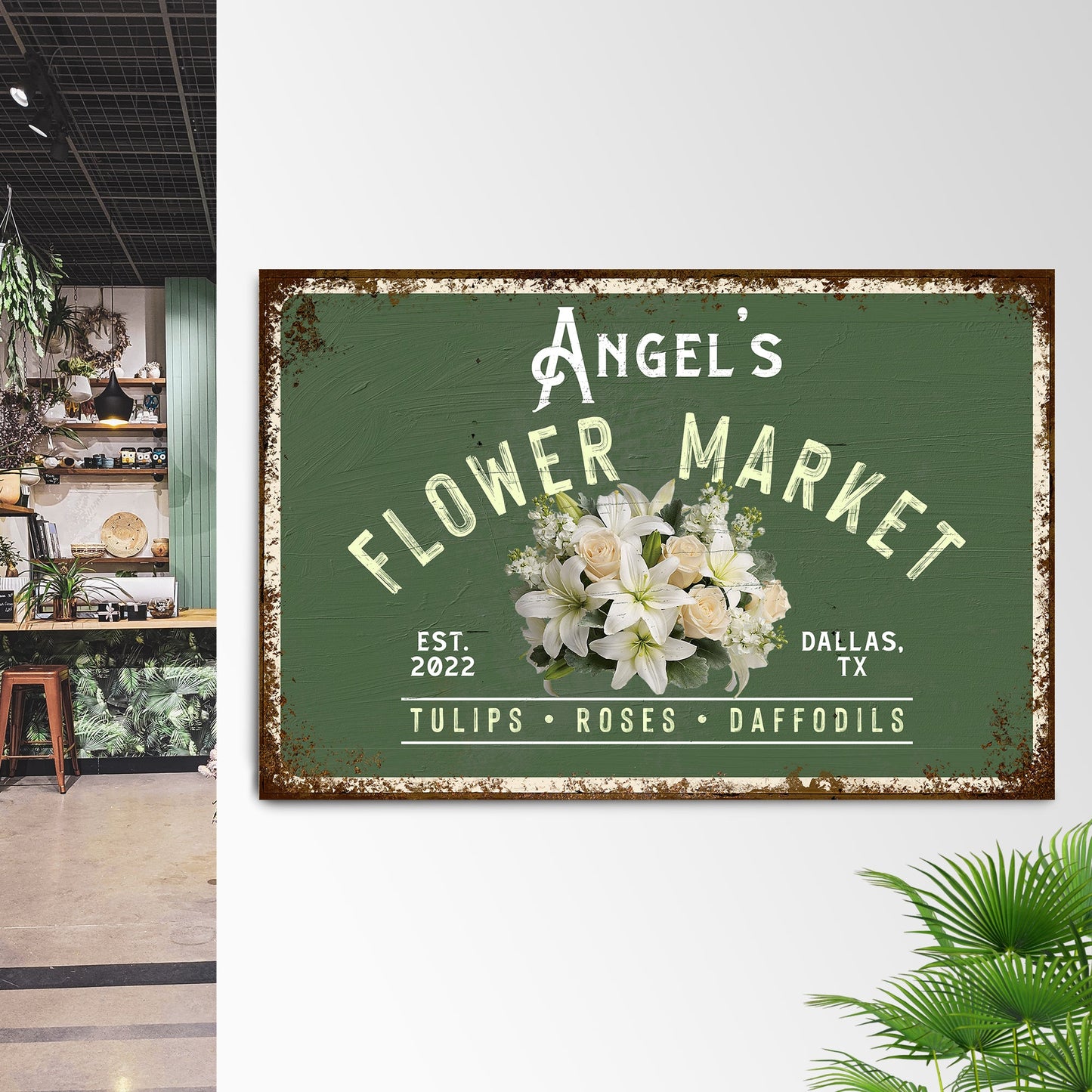 Flower Shop Canvas Wall Art Sign