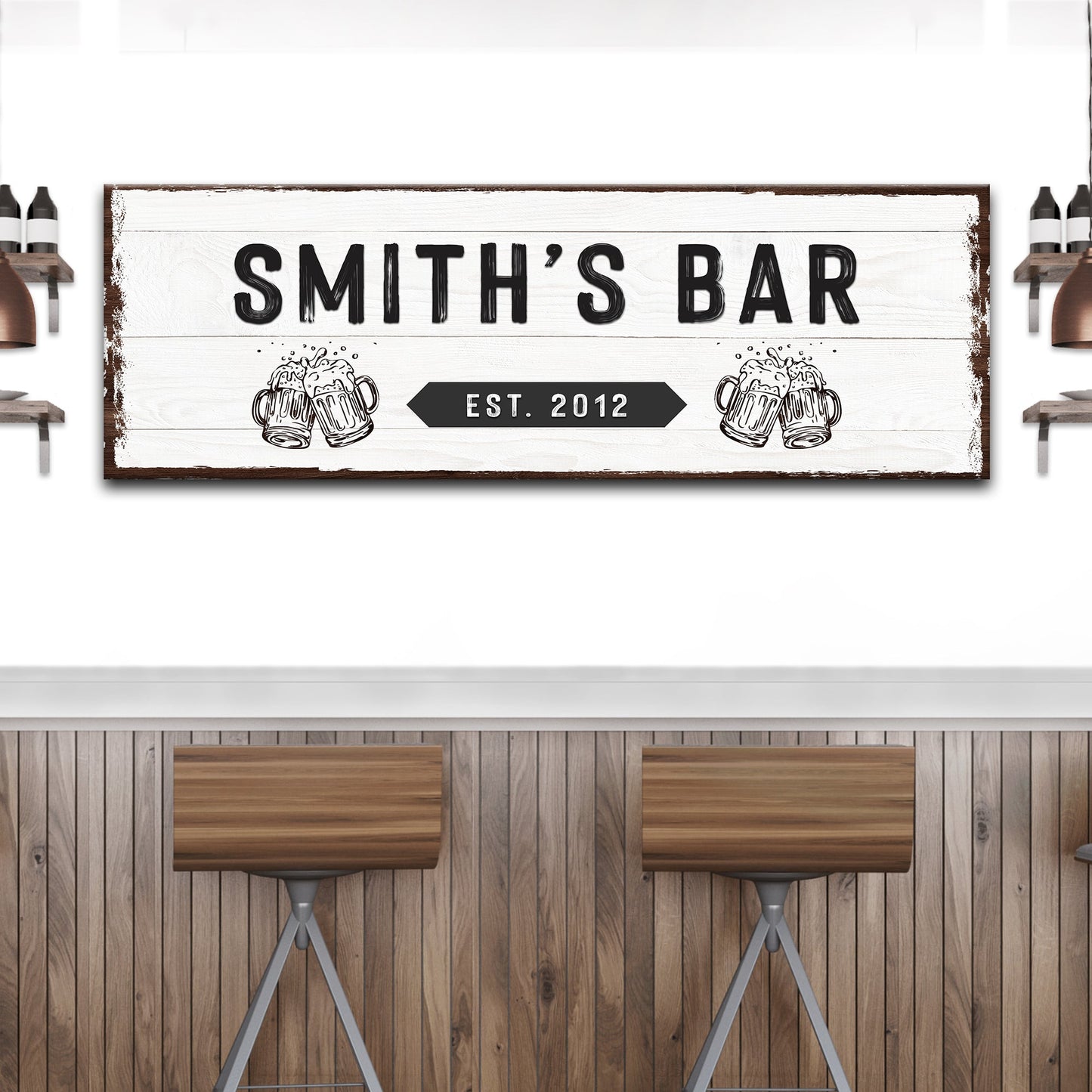 Personalized Family Bar rustic word-art canvas sign with family name