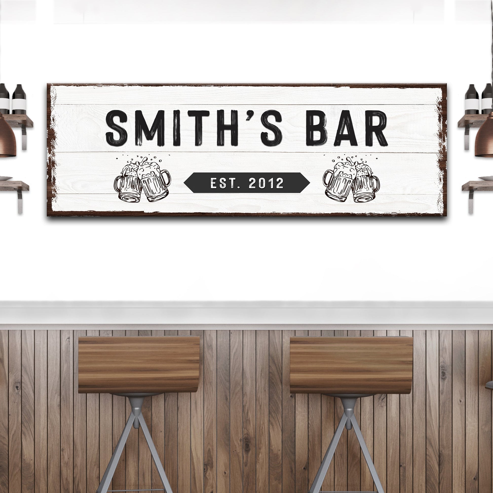 Personalized Family Bar rustic word-art canvas sign with family name