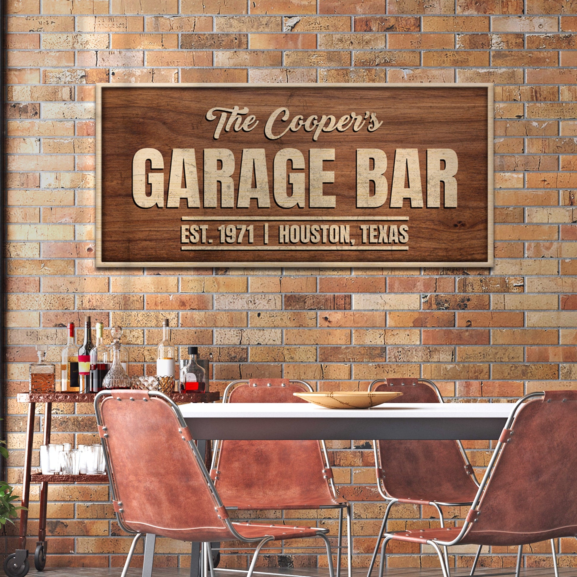 Rustic garage bar canvas wall art sign for home bar and man cave decor