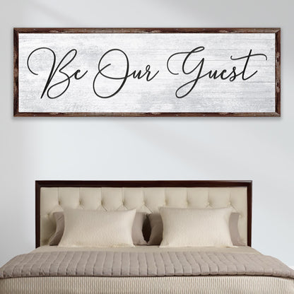 Be Our Guest rustic calligraphy welcome sign canvas wall art