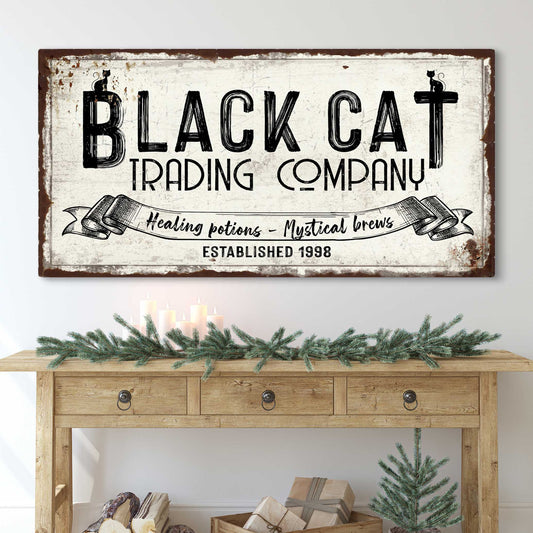 Black Cat Trading Company Canvas Sign