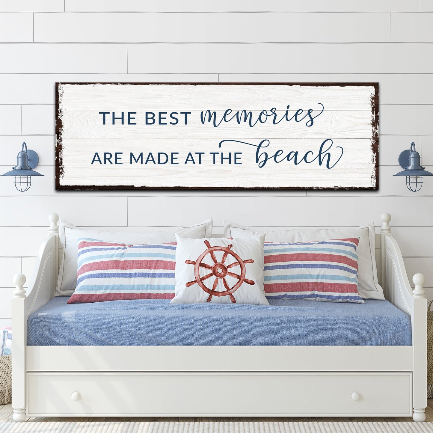 Best Memories At The Beach rustic coastal canvas sign