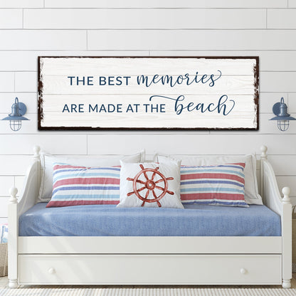 Best Memories At The Beach rustic coastal canvas sign