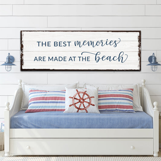 Best Memories At The Beach rustic coastal canvas sign