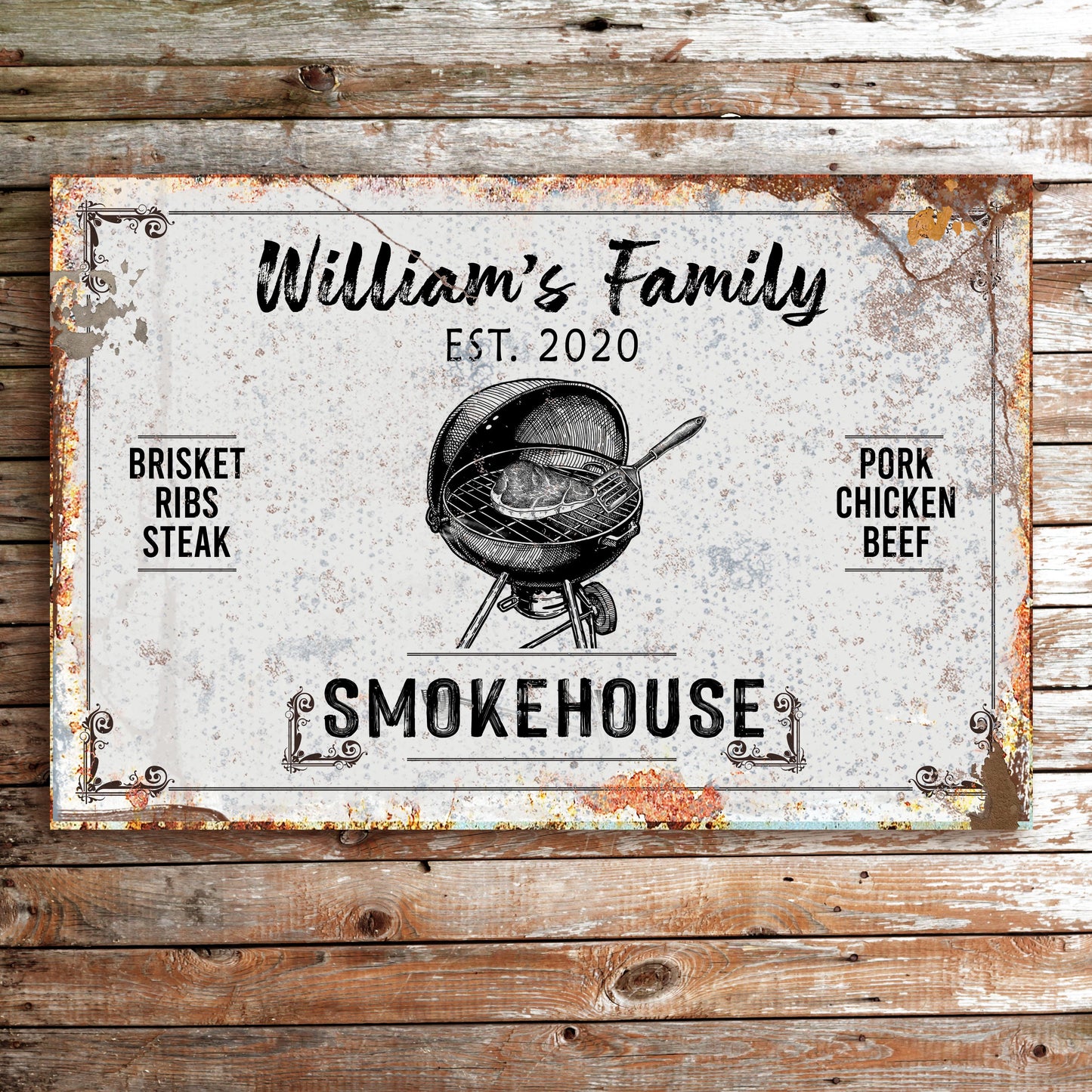 Family Smokehouse Personalized Canvas Sign II