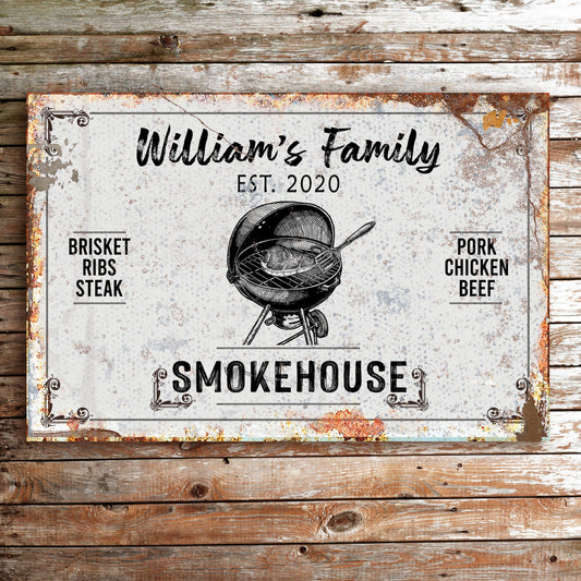 Family Smokehouse Personalized Canvas Sign II