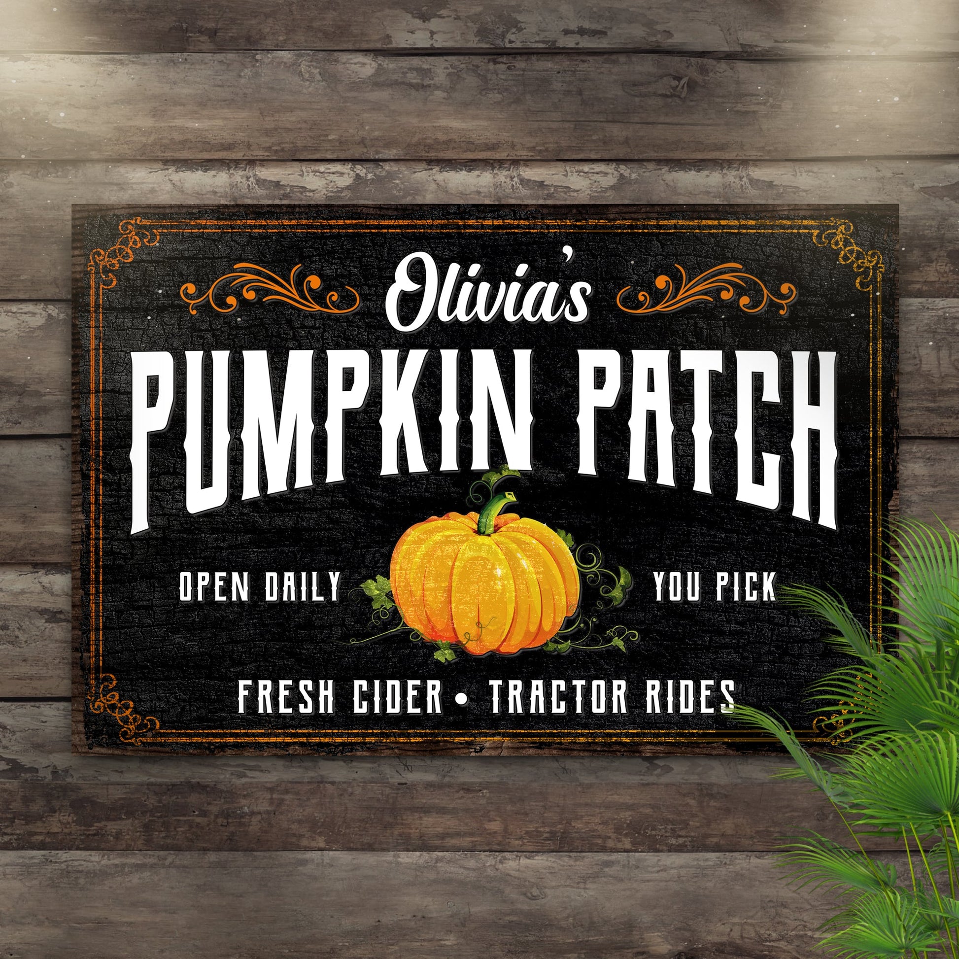 Pumpkin patch open daily fall harvest canvas wall art — rustic autumn seasonal decor