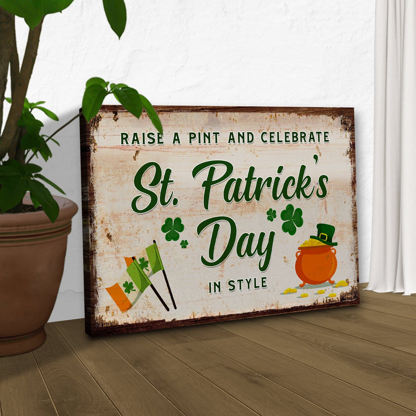 Raise a Pint St. Patricks Day Canvas Wall Art