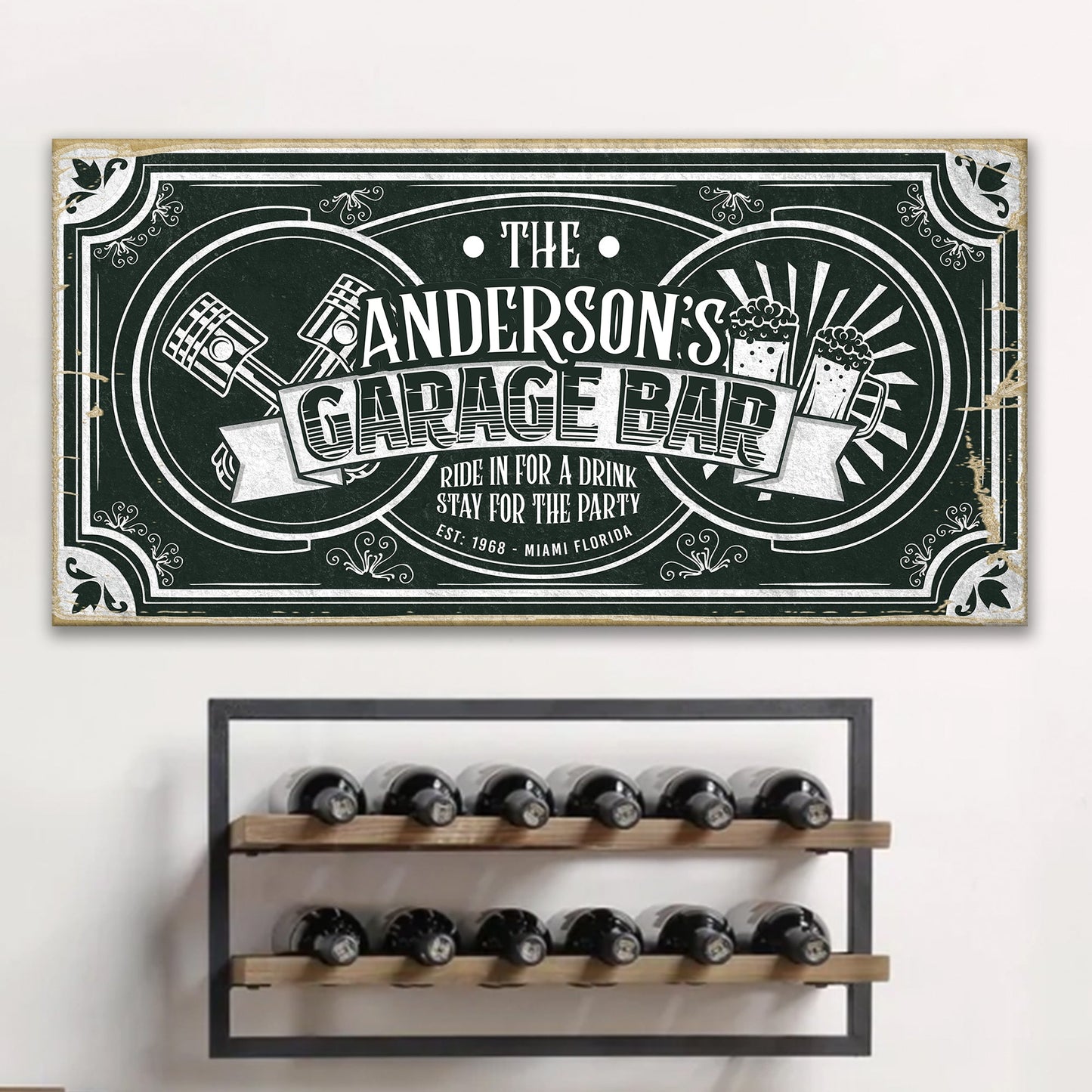 Garage Bar Victorian Vintage Canvas Wall Art Sign
