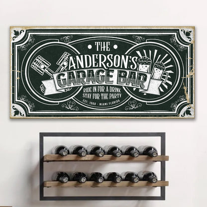 Garage Bar Victorian Vintage Canvas Wall Art Sign