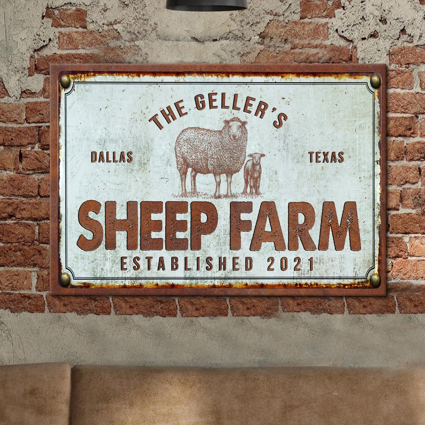 Sheep farm canvas wall art with charming farmhouse sheep design on gallery-wrapped canvas