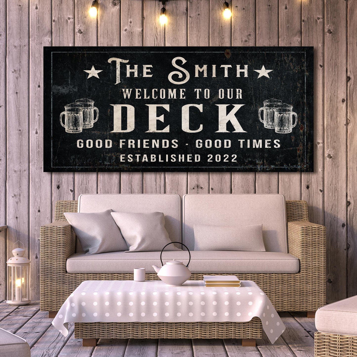 Good Friends Good Times Welcome to Our Deck Canvas Sign