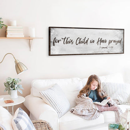 For This Child We Have Prayed scripture canvas wall art for a nursery, ready to hang