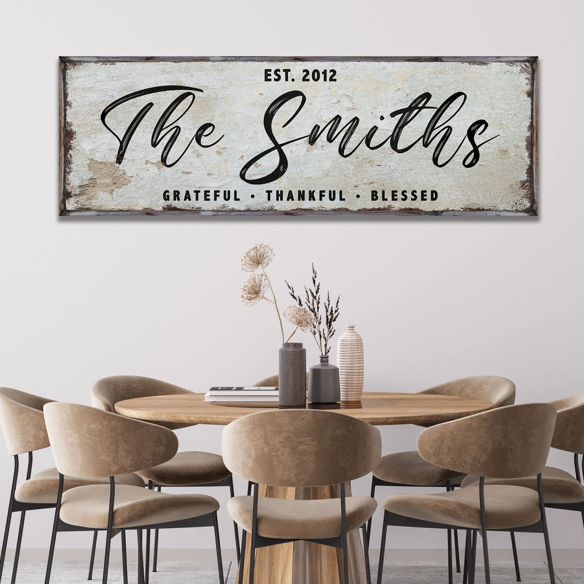 Thanksgiving family gather together rustic word-art canvas sign