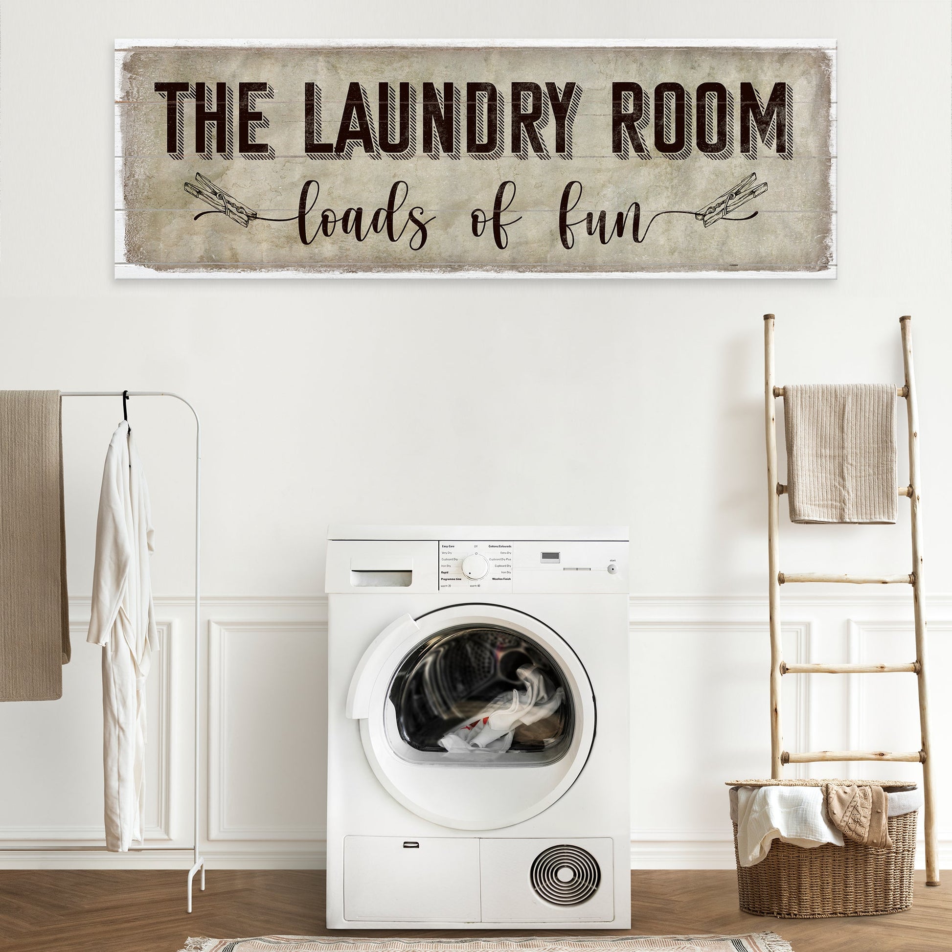 Loads of Fun The Laundry Room canvas sign — playful laundry room wall art, ready to hang