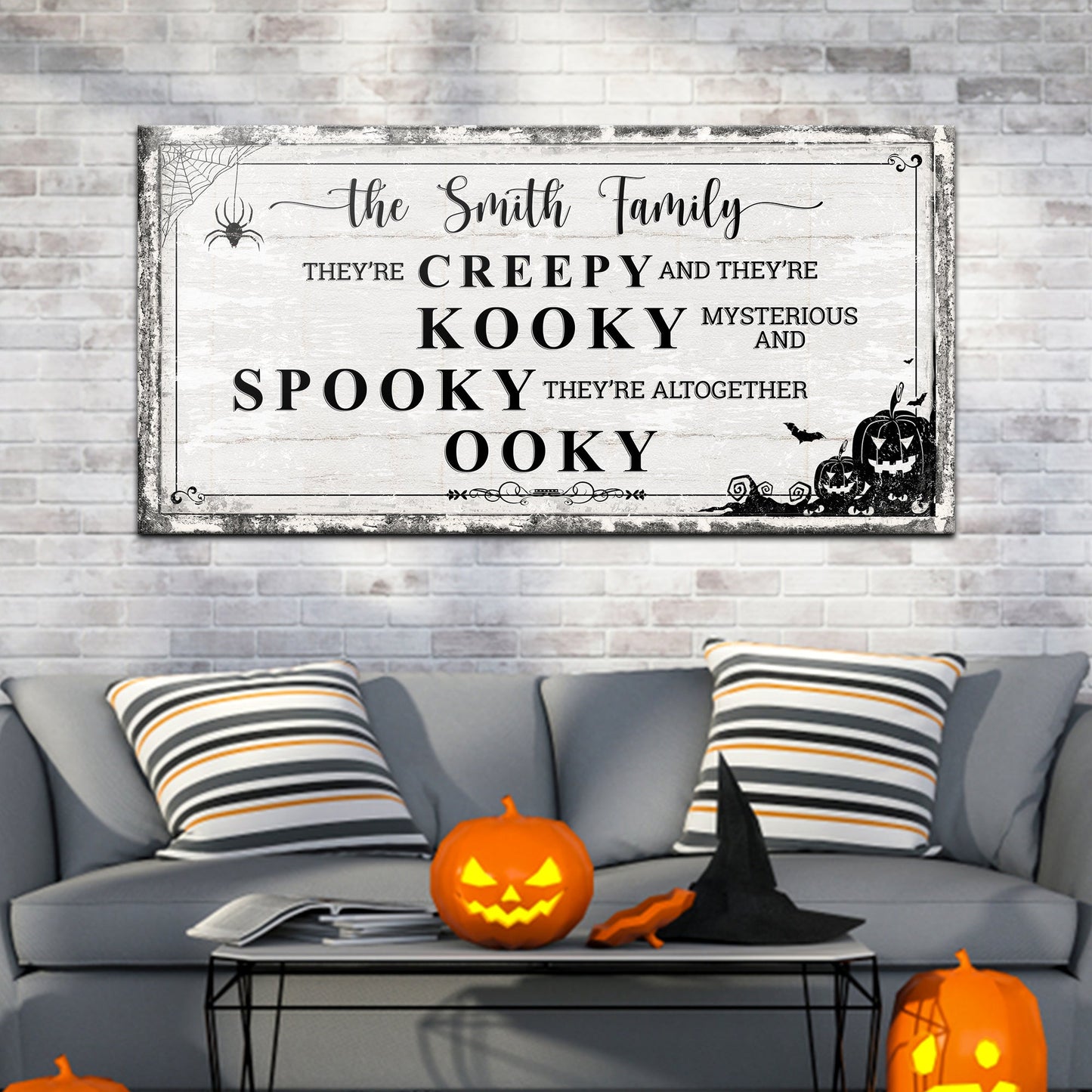 Personalized family Halloween canvas sign with family name and est. year