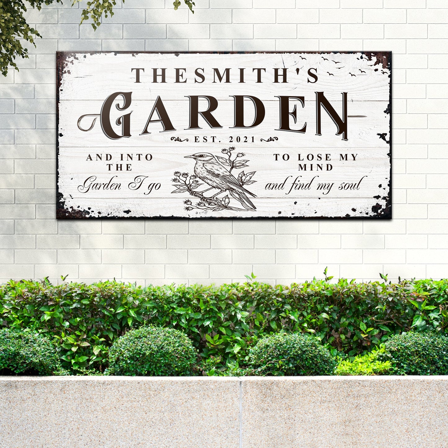 Family Garden personalized rustic canvas sign with family name