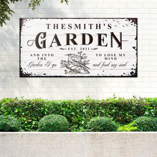 Family Garden personalized rustic canvas sign with family name