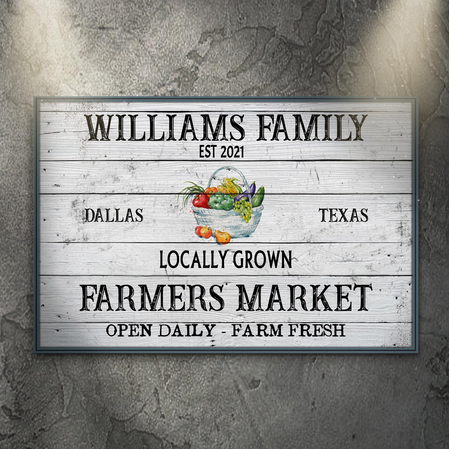 Personalized Farmers Market canvas sign with family name