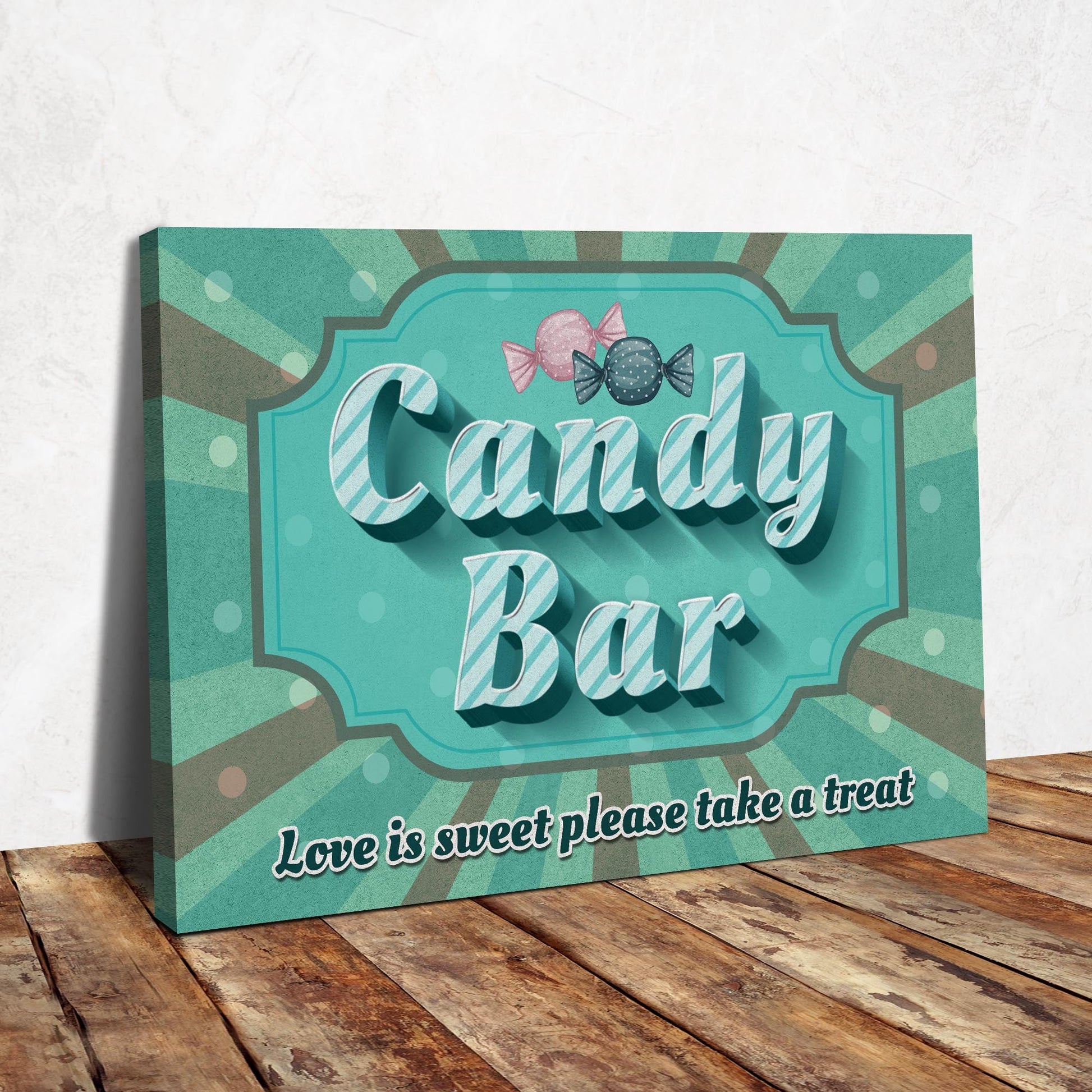Love Is Sweet Take a Treat candy bar canvas sign — wedding and party decor wall art