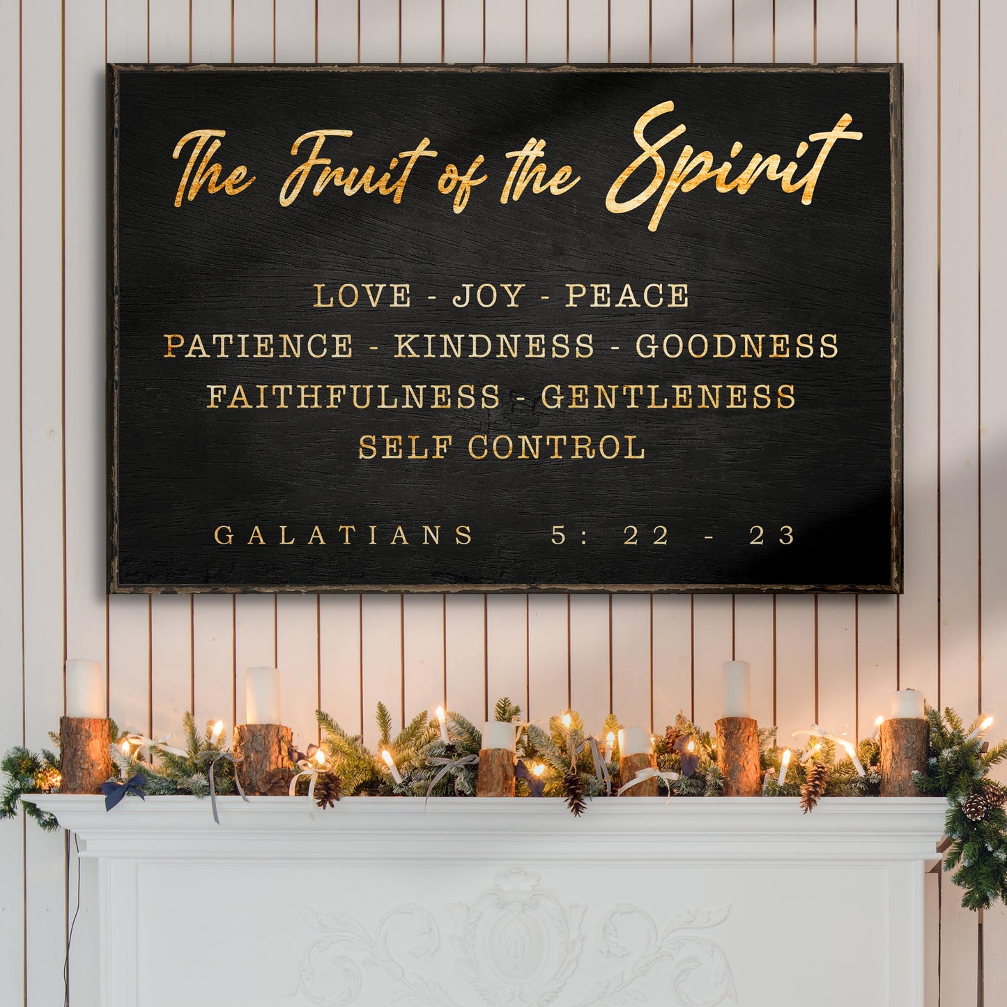 Galatians 5:22-23 Fruit of the Spirit faith canvas with calligraphy, gallery-wrapped