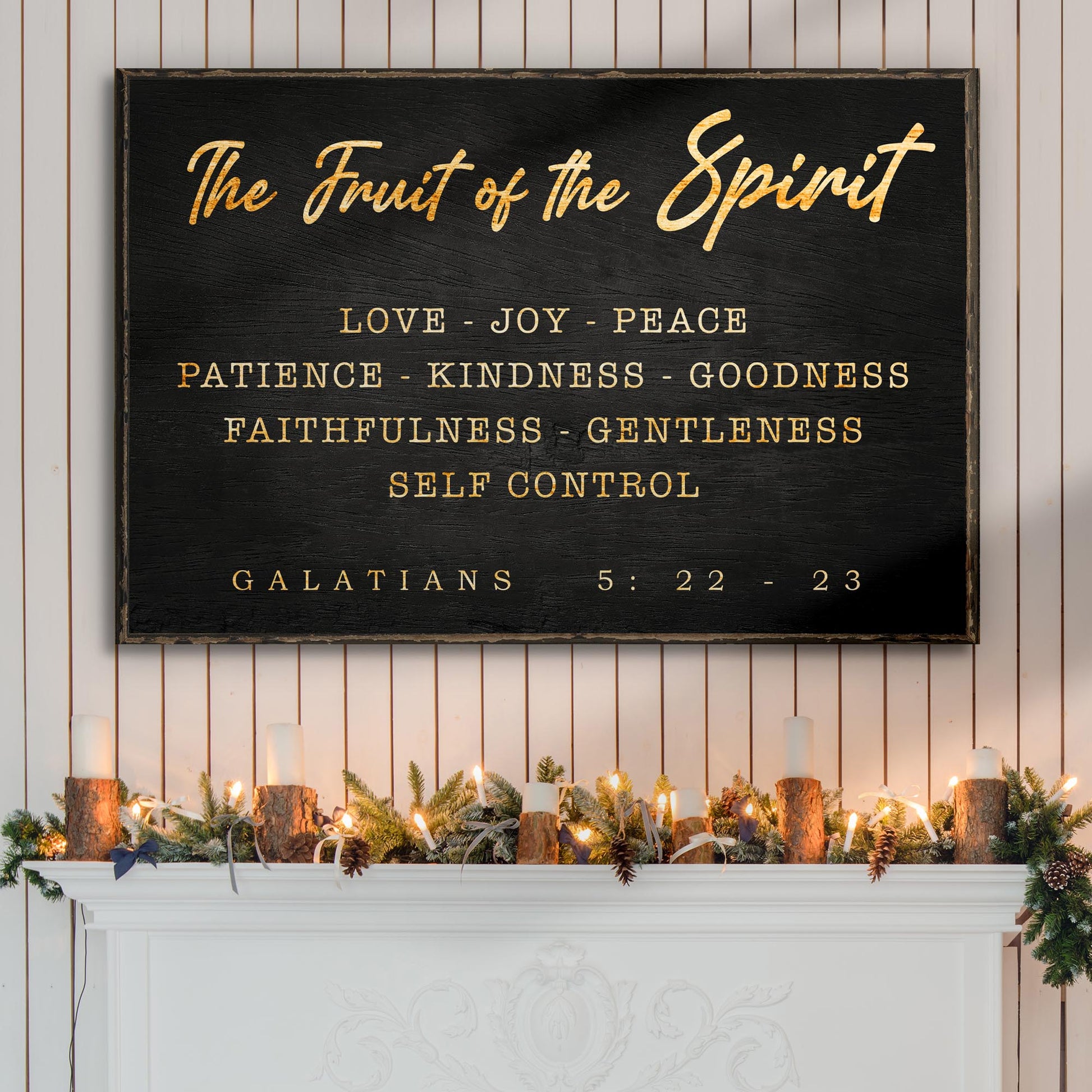 Galatians 5:22-23 Fruit of the Spirit faith canvas with calligraphy, gallery-wrapped