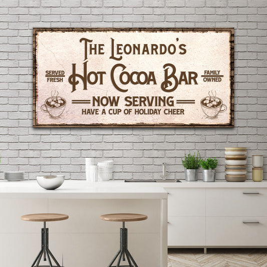 Holiday cheer hot cocoa bar canvas wall art with warm festive winter design