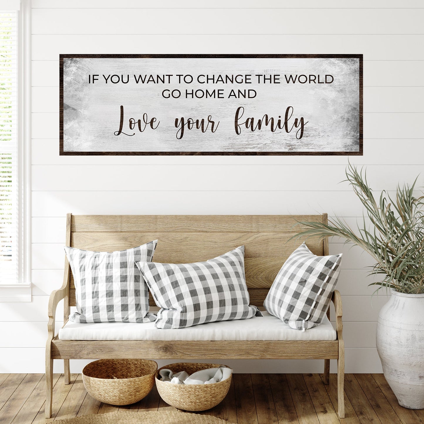 Go Home And Love Your Family rustic word-art canvas sign