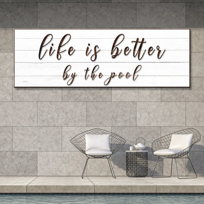 Life Is Better By The Pool canvas wall art with a relaxed poolside feel, ready to hang