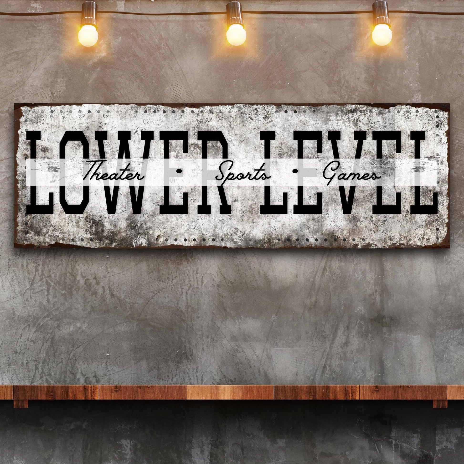 Personalized Lower Level Theater Sports Bar canvas sign with family name