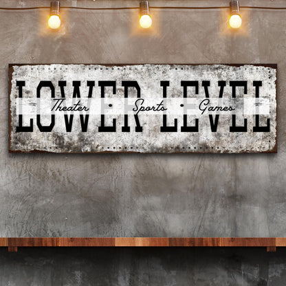 Personalized Lower Level Theater Sports Bar canvas sign with family name