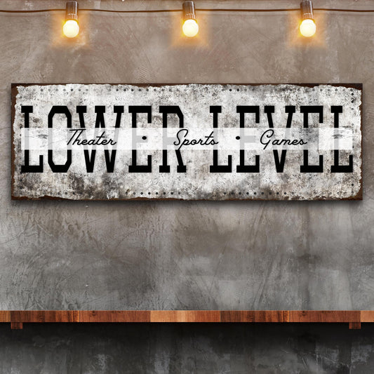 Personalized Lower Level Theater Sports Bar canvas sign with family name