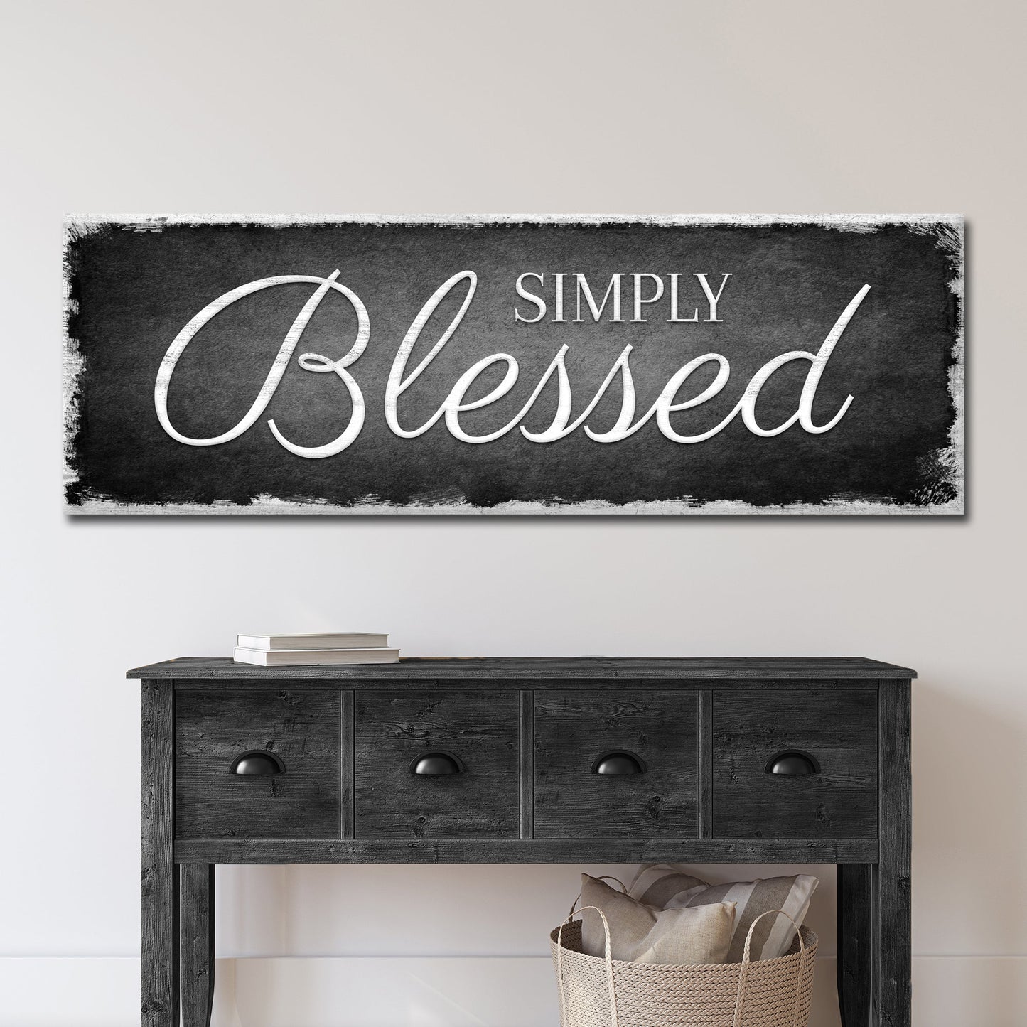 Simply Blessed sign canvas wall art rustic faith home decor