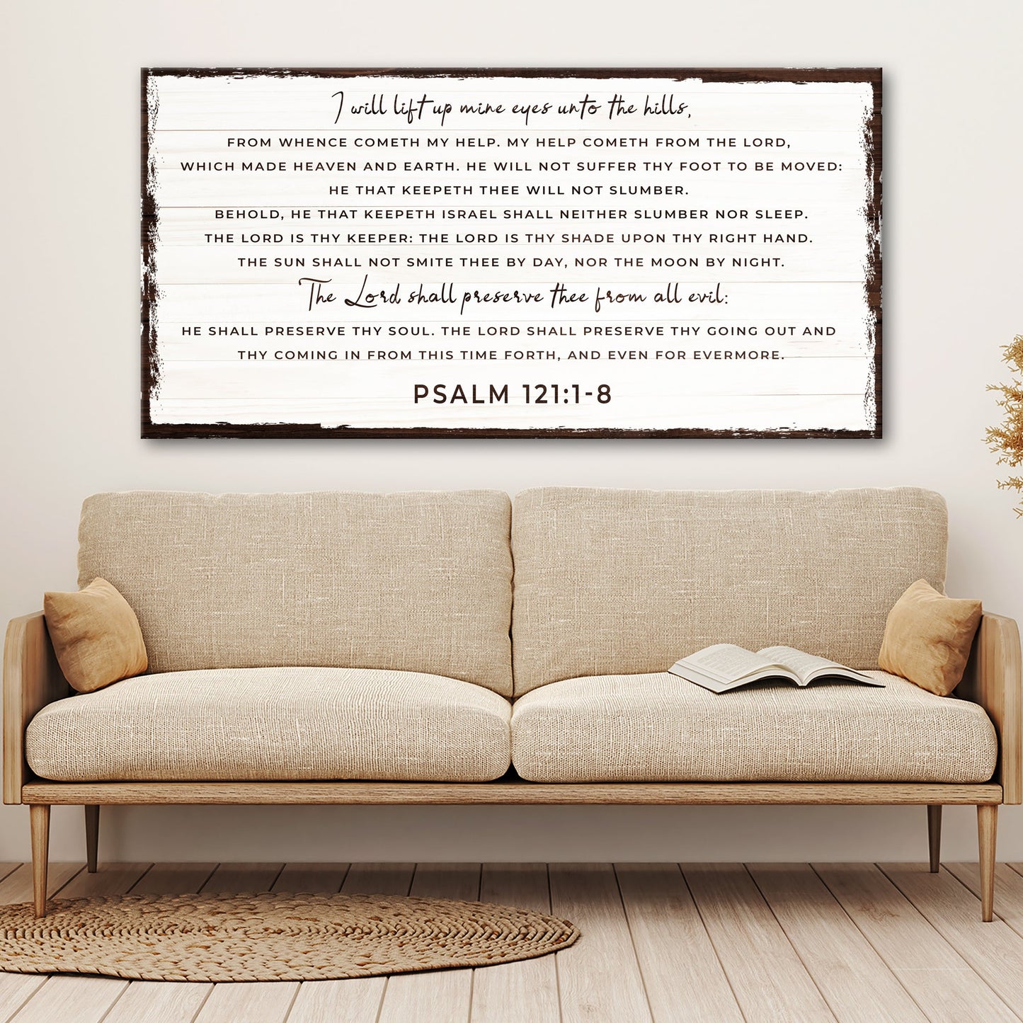 Psalm 121 scripture rustic word-art canvas sign ready to hang